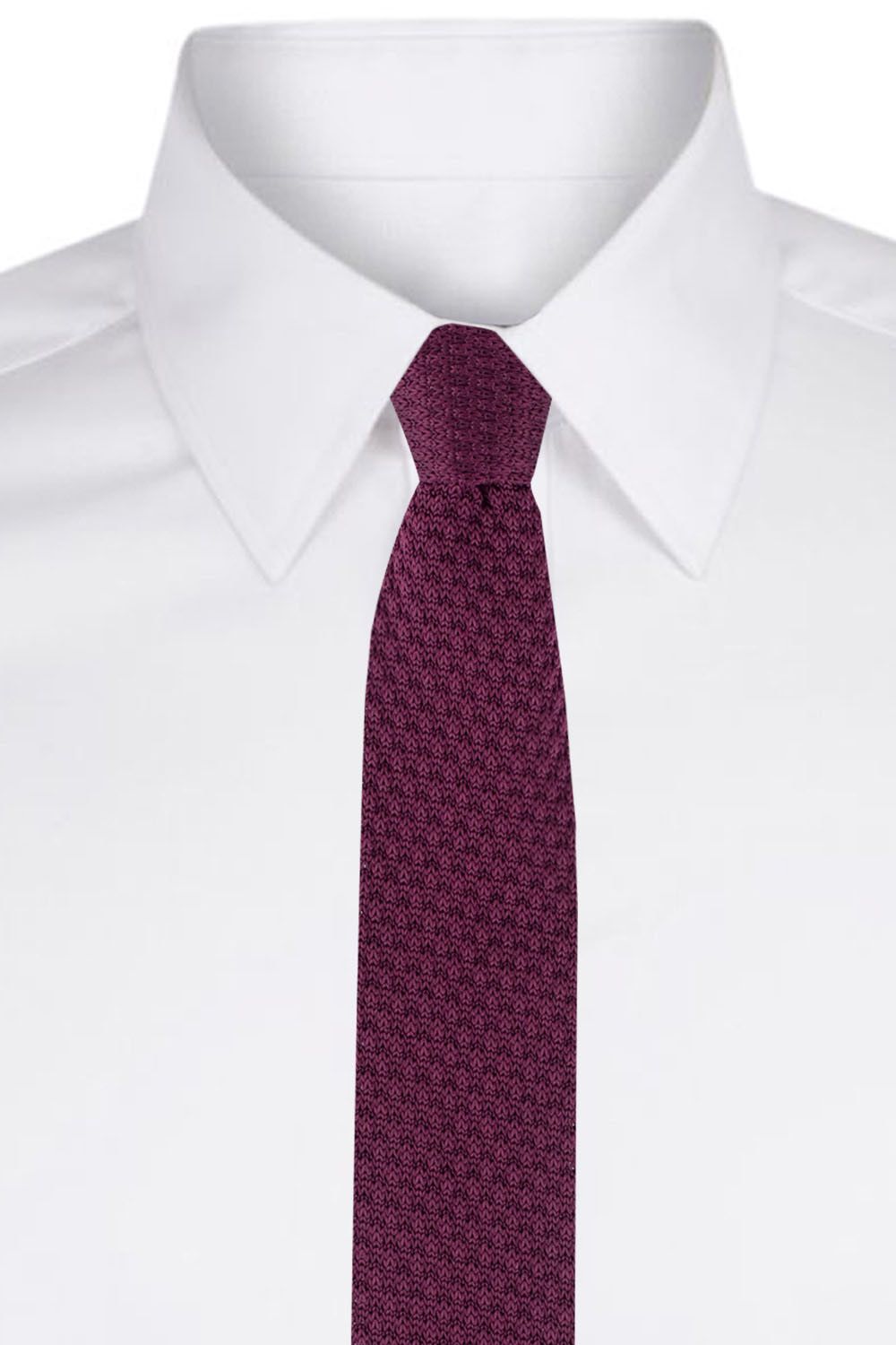 Red Solid Knitted Necktie for Men