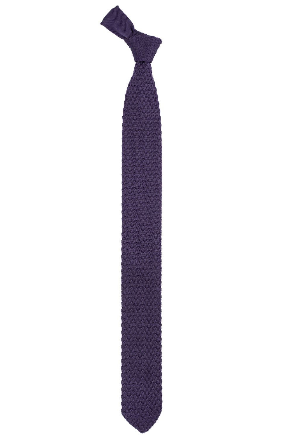 Purple Solid Knitted Necktie for Men