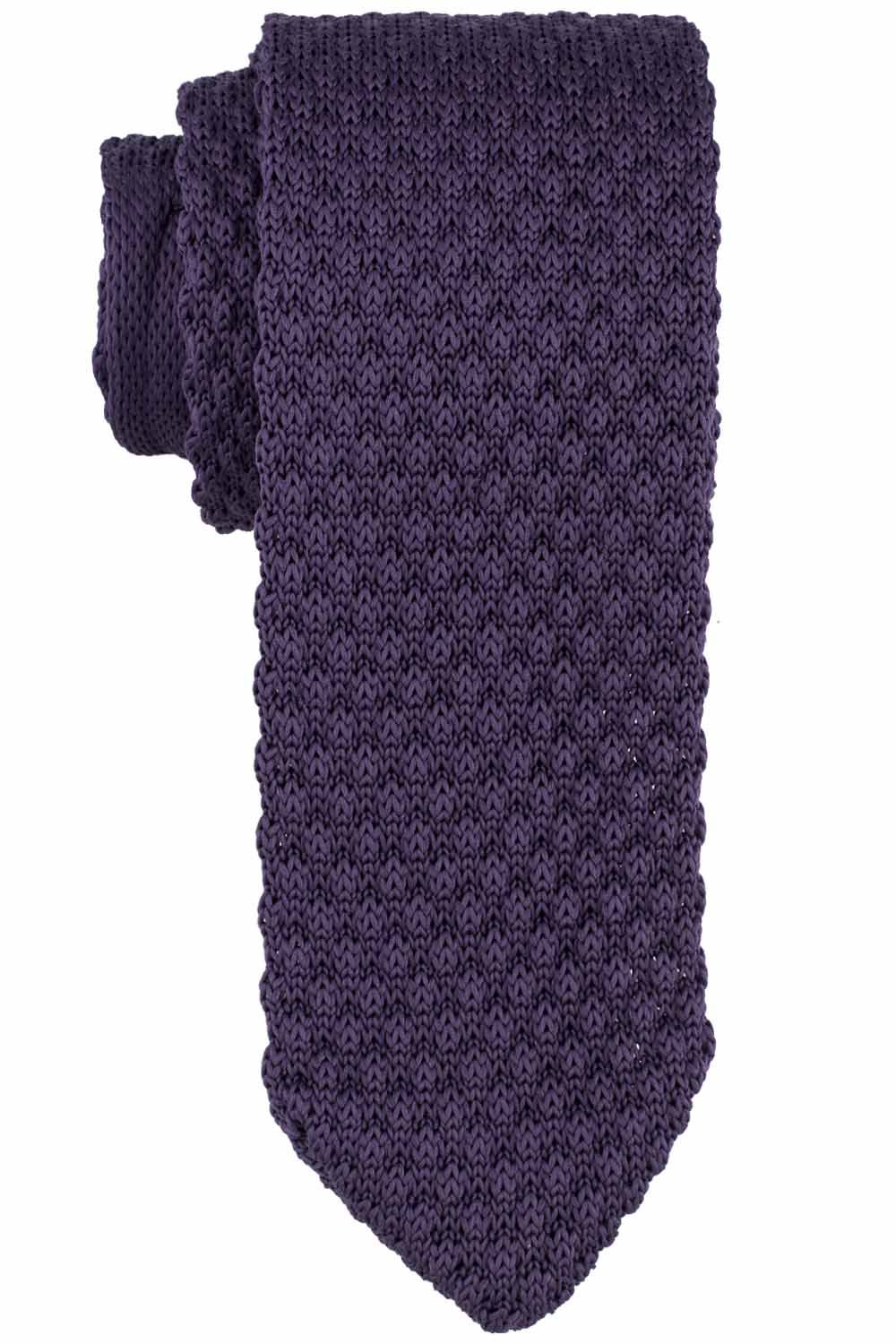 Purple Solid Knitted Necktie for Men