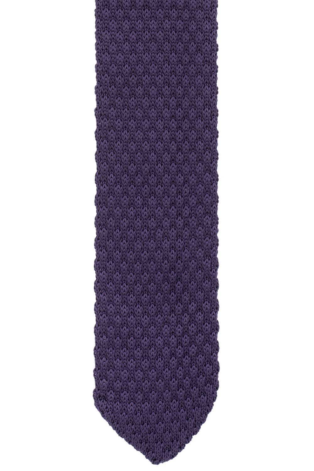 Purple Solid Knitted Necktie for Men
