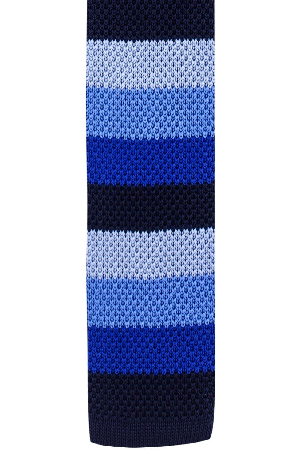 Blue Striped Knitted Necktie for Men
