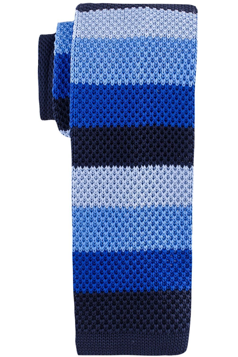 Blue Striped Knitted Necktie for Men