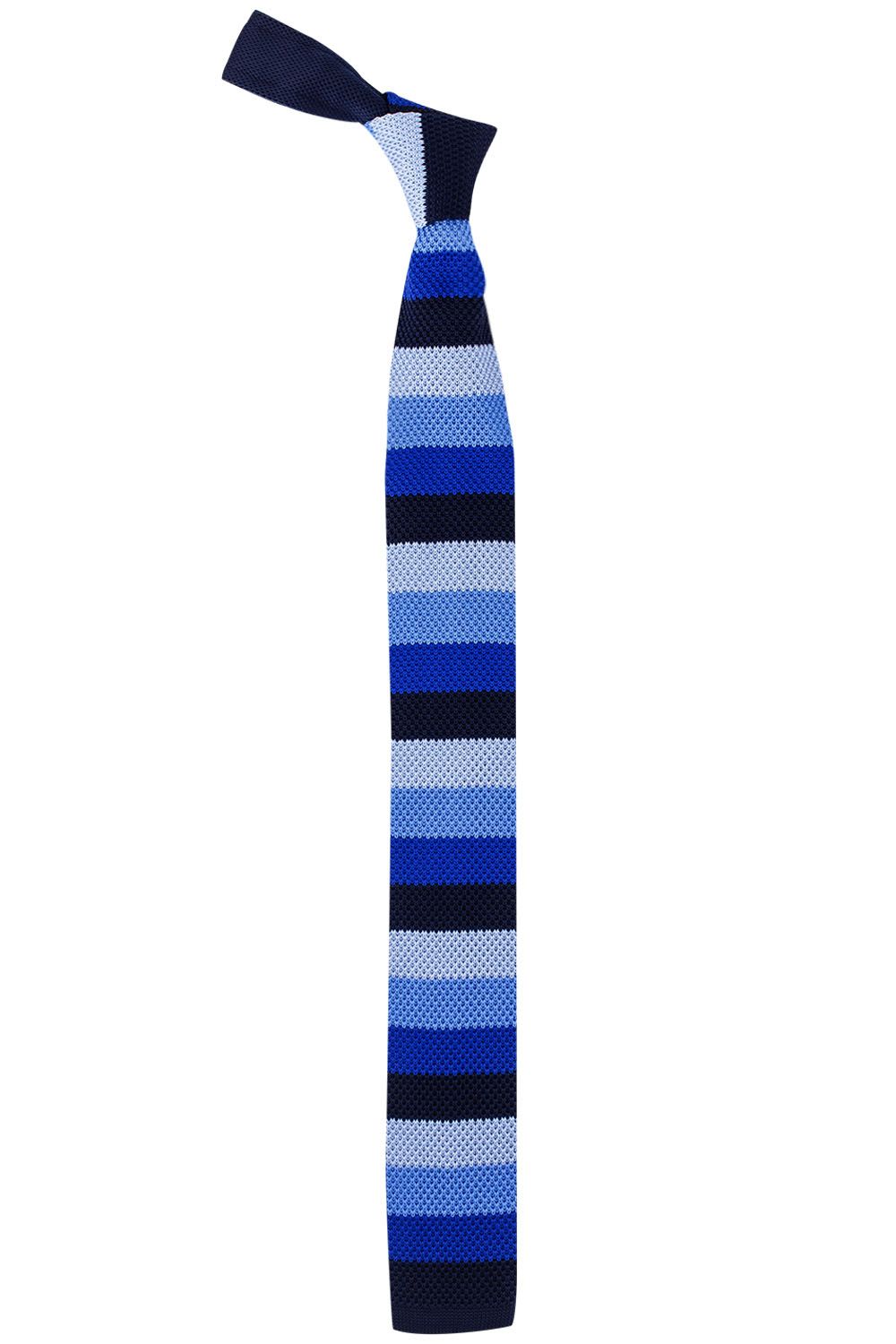 Blue Striped Knitted Necktie for Men