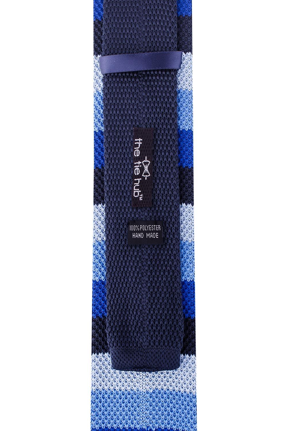 Blue Striped Knitted Necktie for Men
