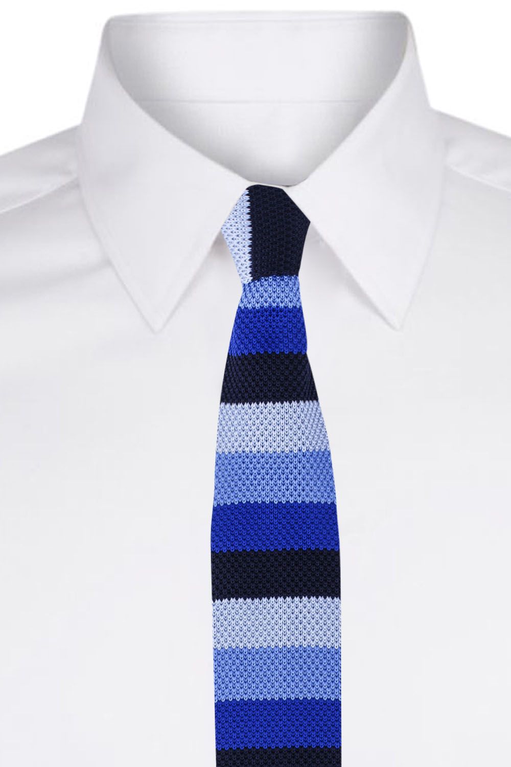 Blue Striped Knitted Necktie for Men