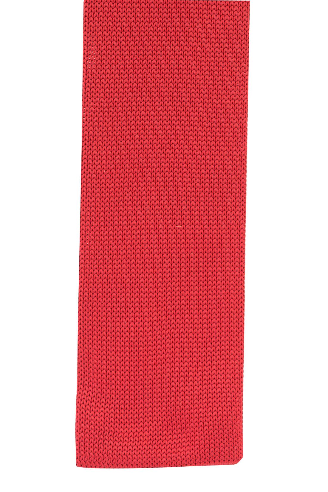 Red Solid Knitted Necktie for Men
