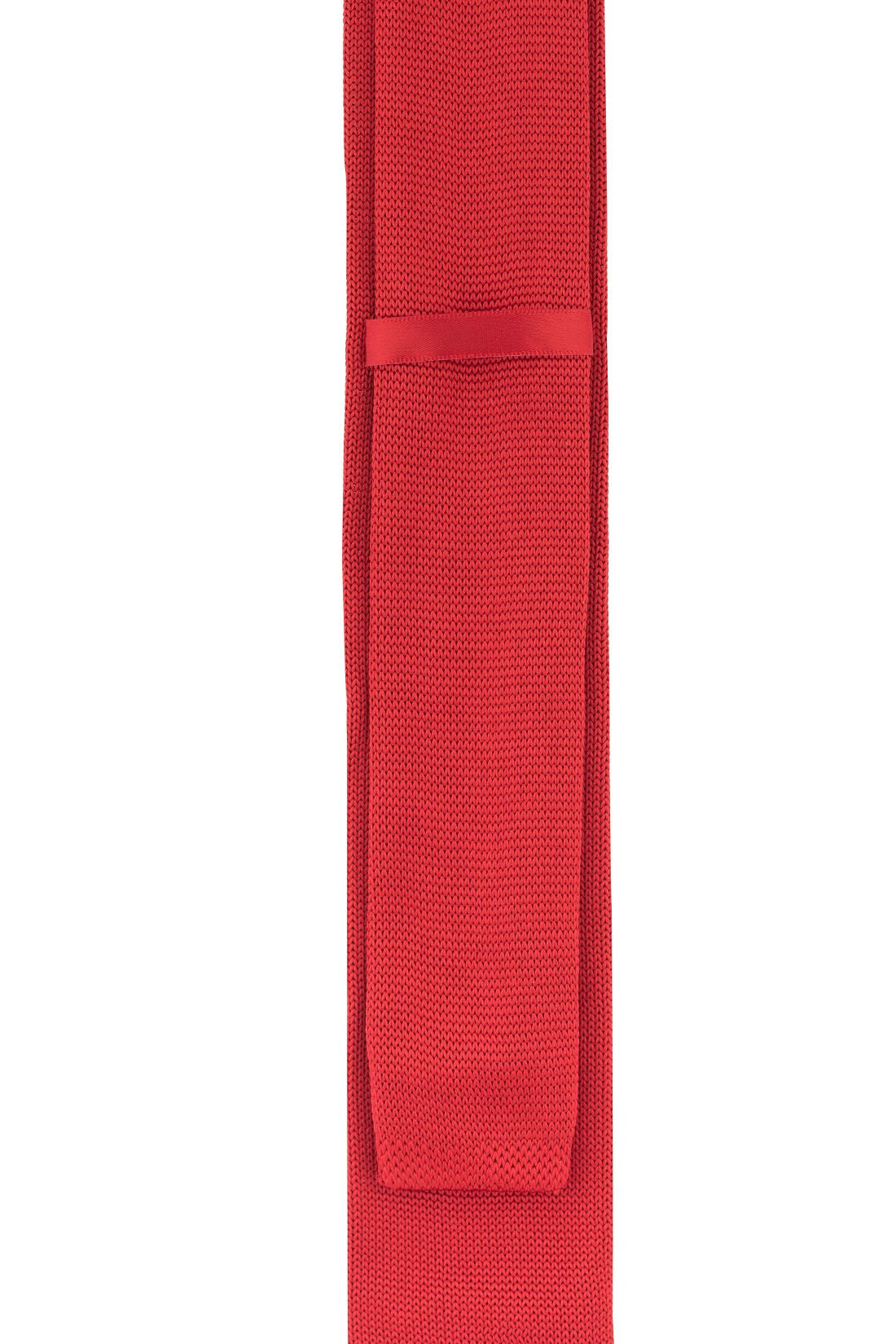 Red Solid Knitted Necktie for Men