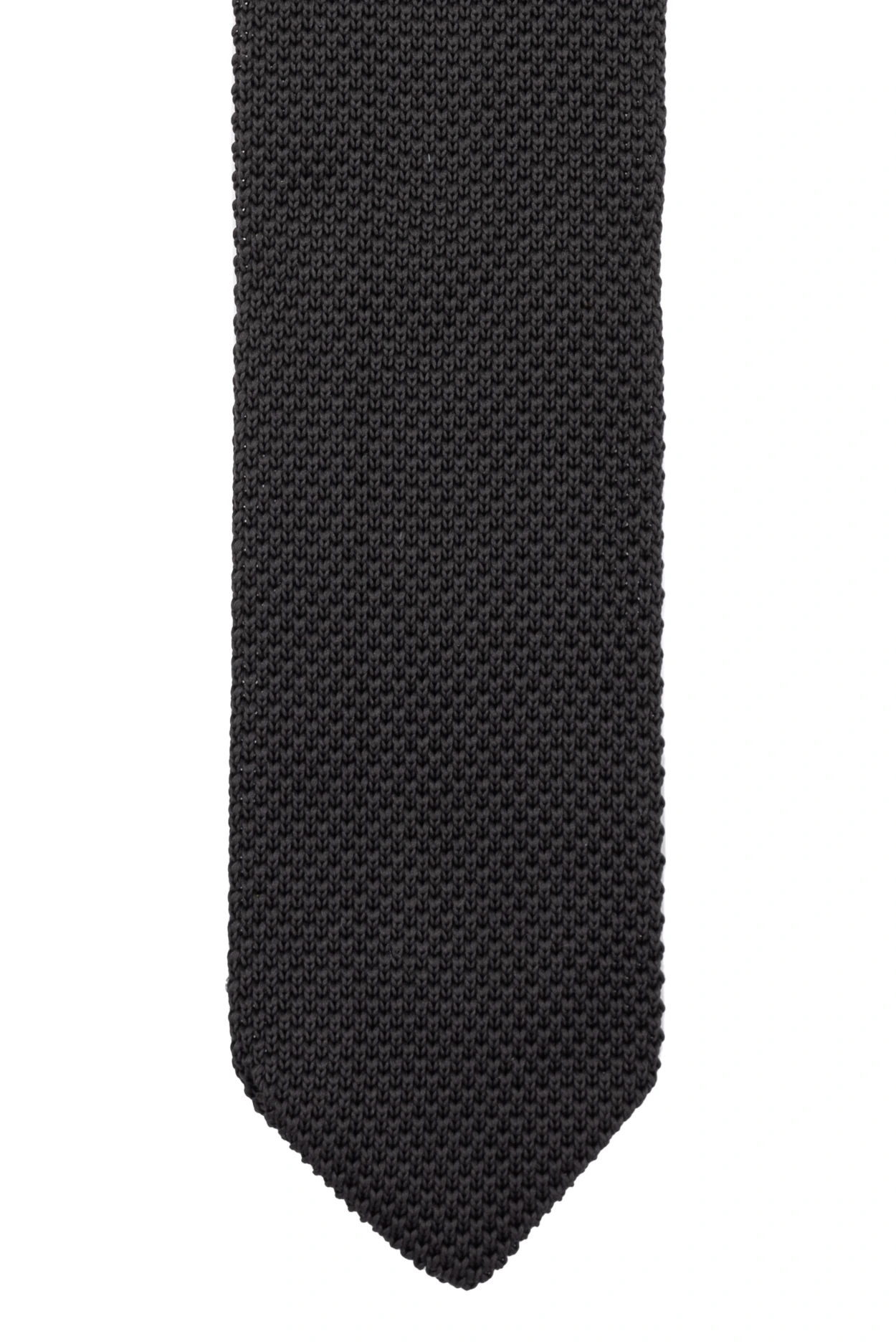 Black Solid Knitted Necktie for Men
