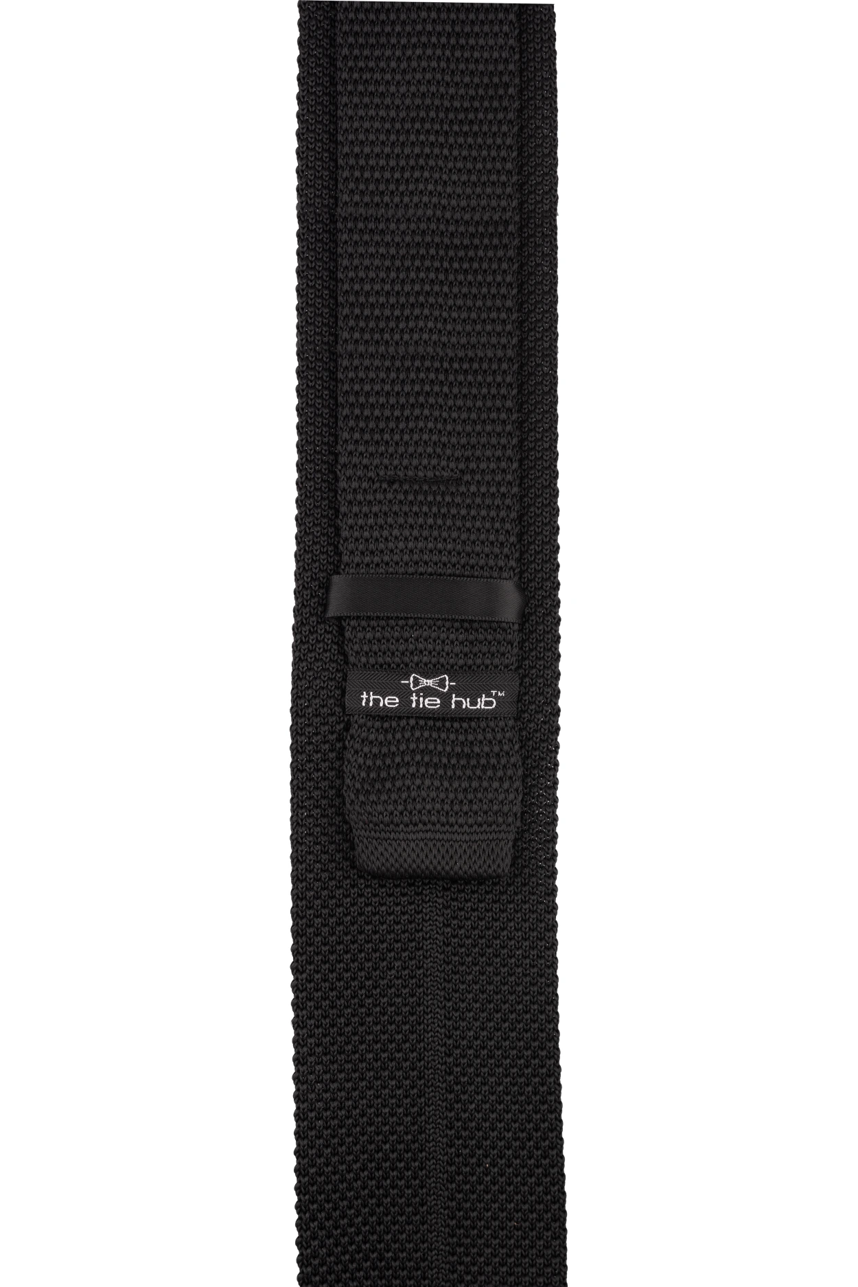 Black Solid Knitted Necktie for Men