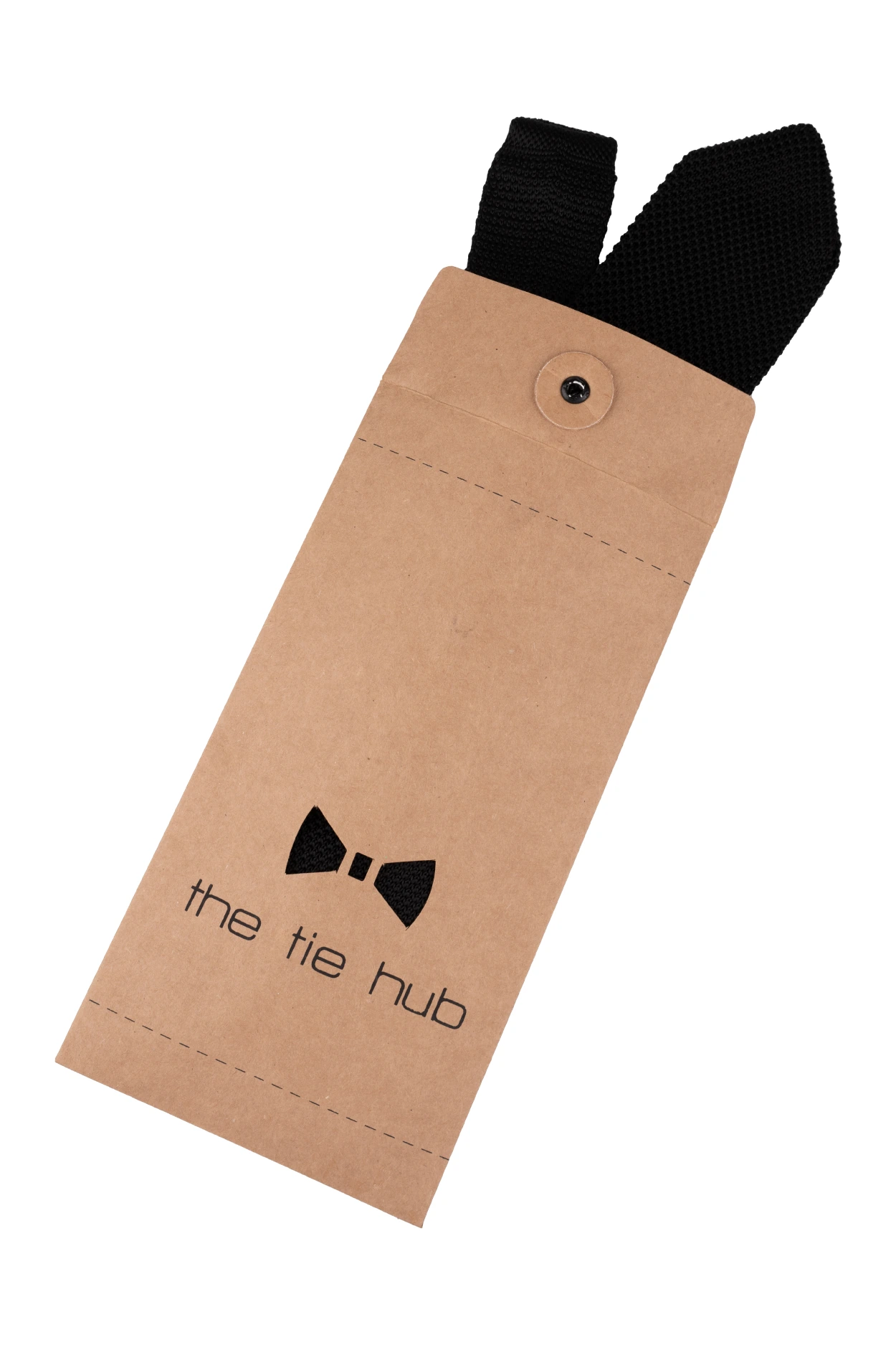 Black Solid Knitted Necktie for Men
