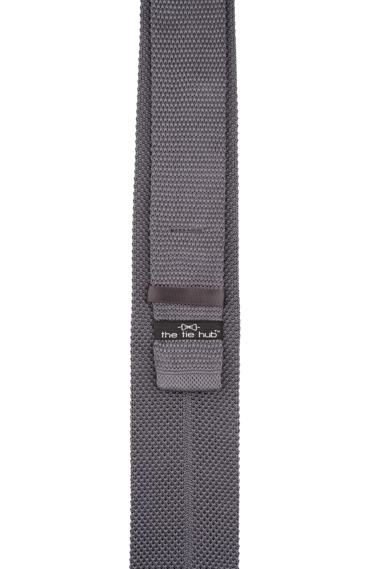Grey Solid Knitted Necktie for Men