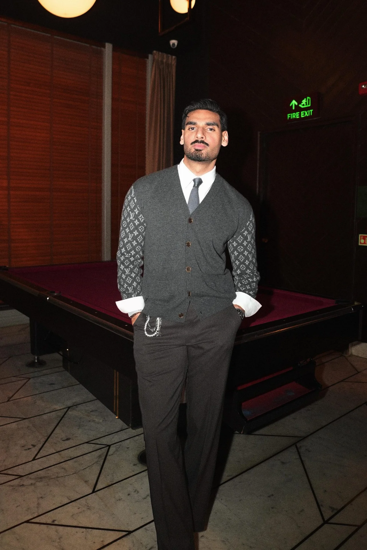 Grey Solid Knitted Necktie for Men