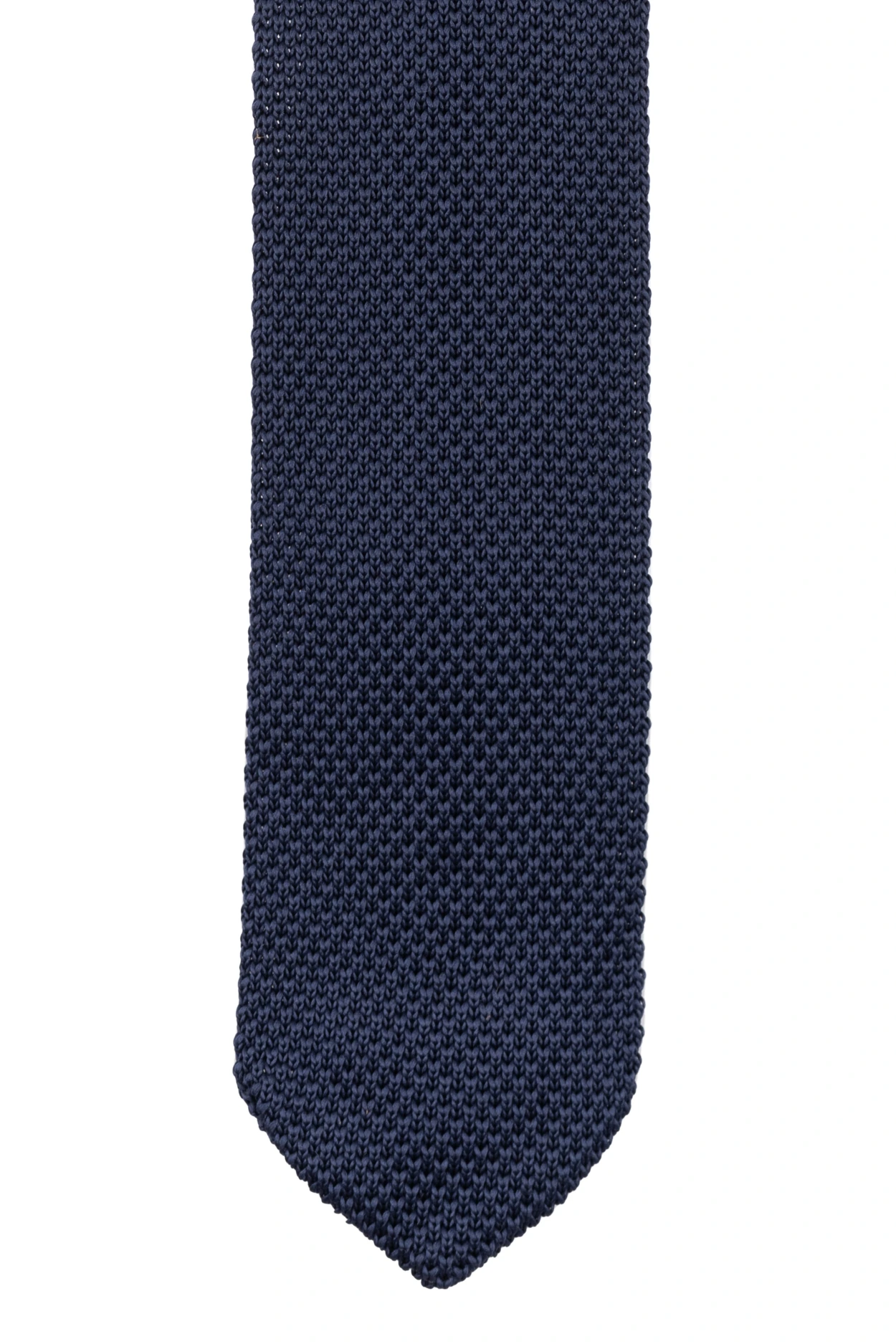Blue Solid Knitted Necktie for Men