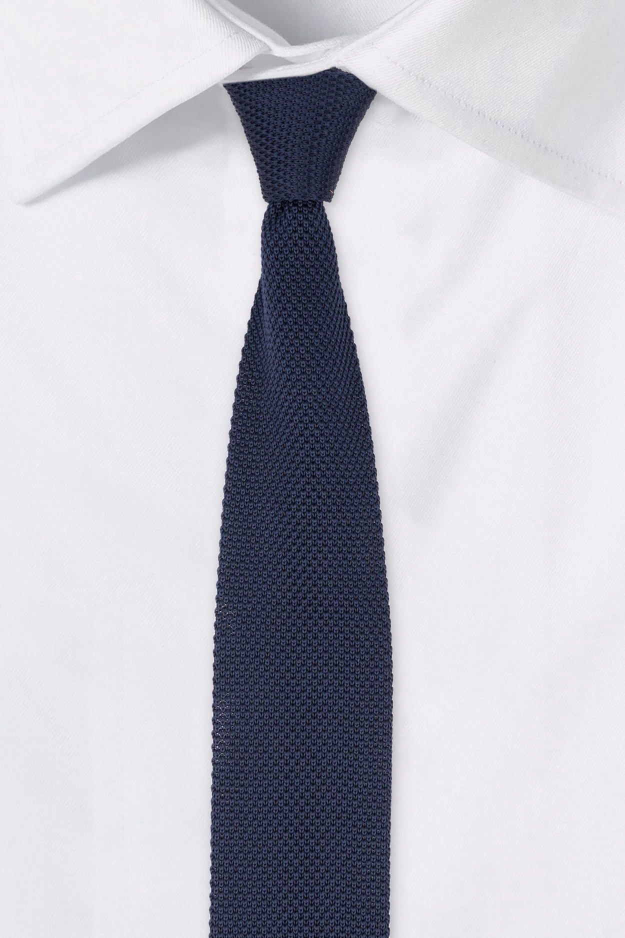 Blue Solid Knitted Necktie for Men