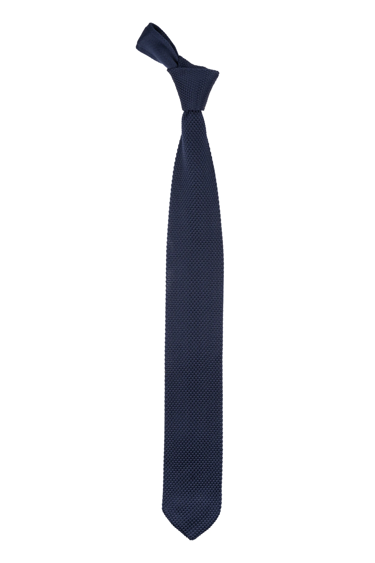 Blue Solid Knitted Necktie for Men