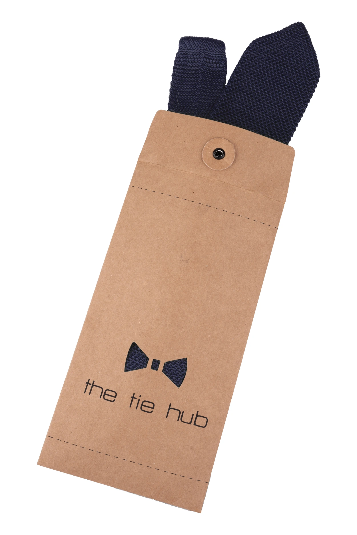 Blue Solid Knitted Necktie for Men