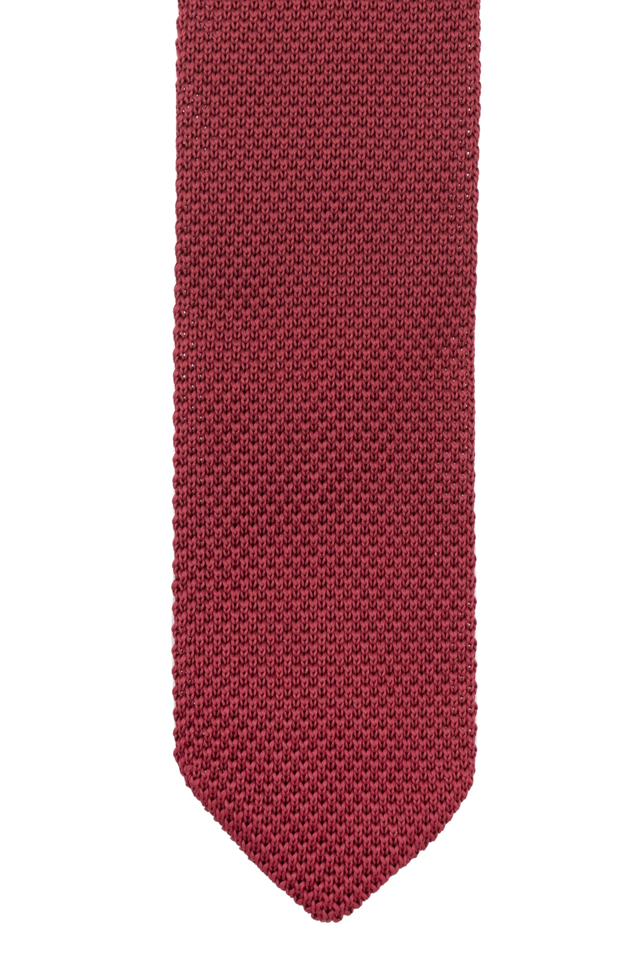 Red Solid Knitted Necktie for Men