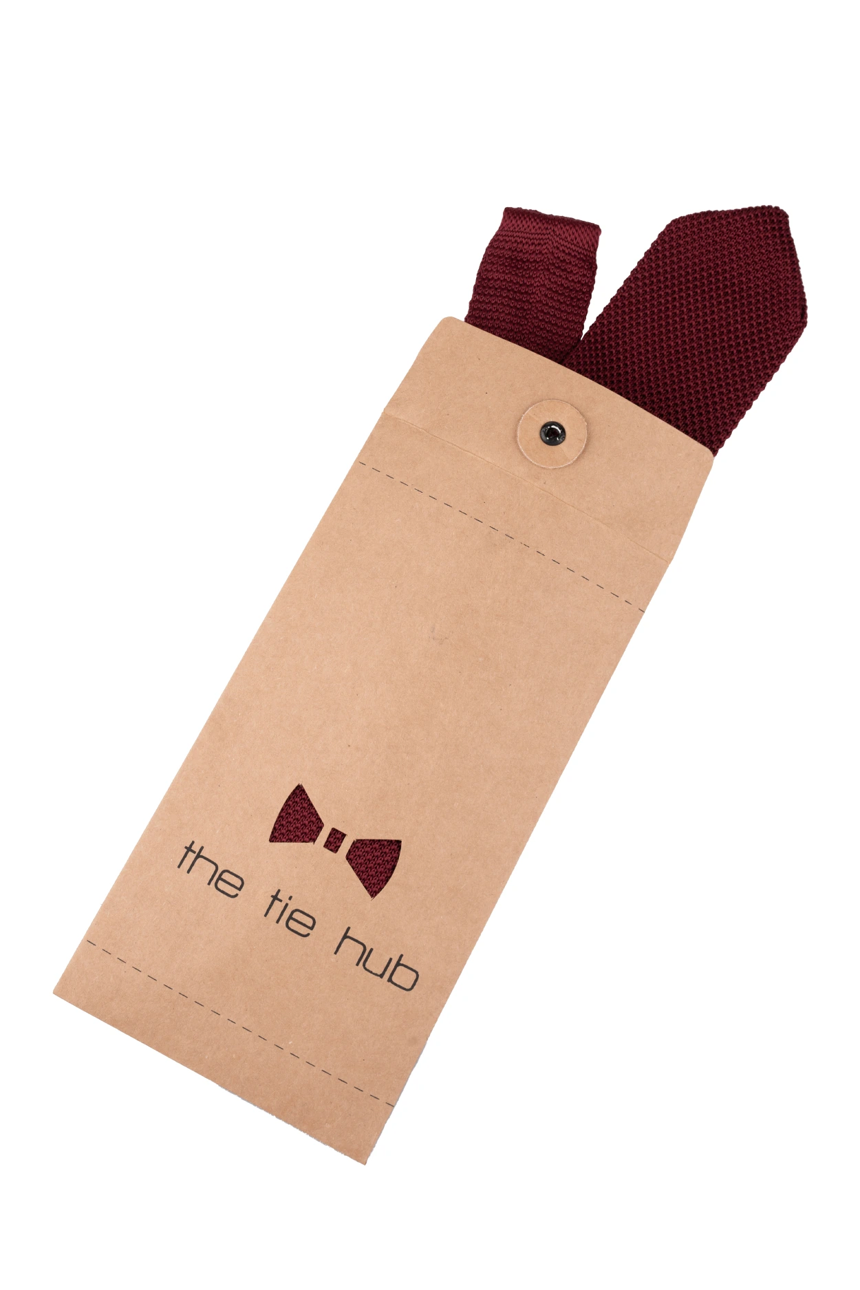 Red Solid Knitted Necktie for Men