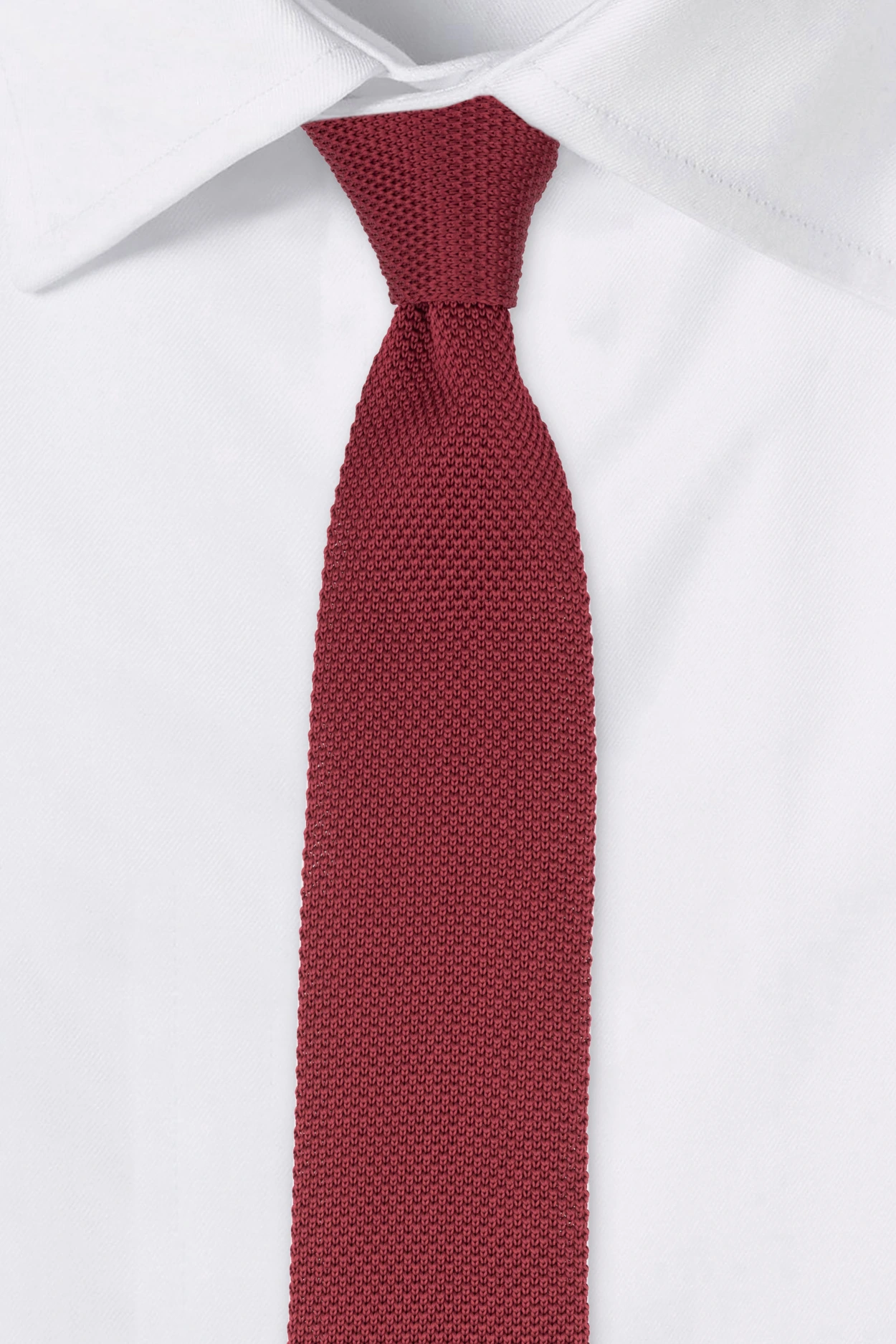 Red Solid Knitted Necktie for Men