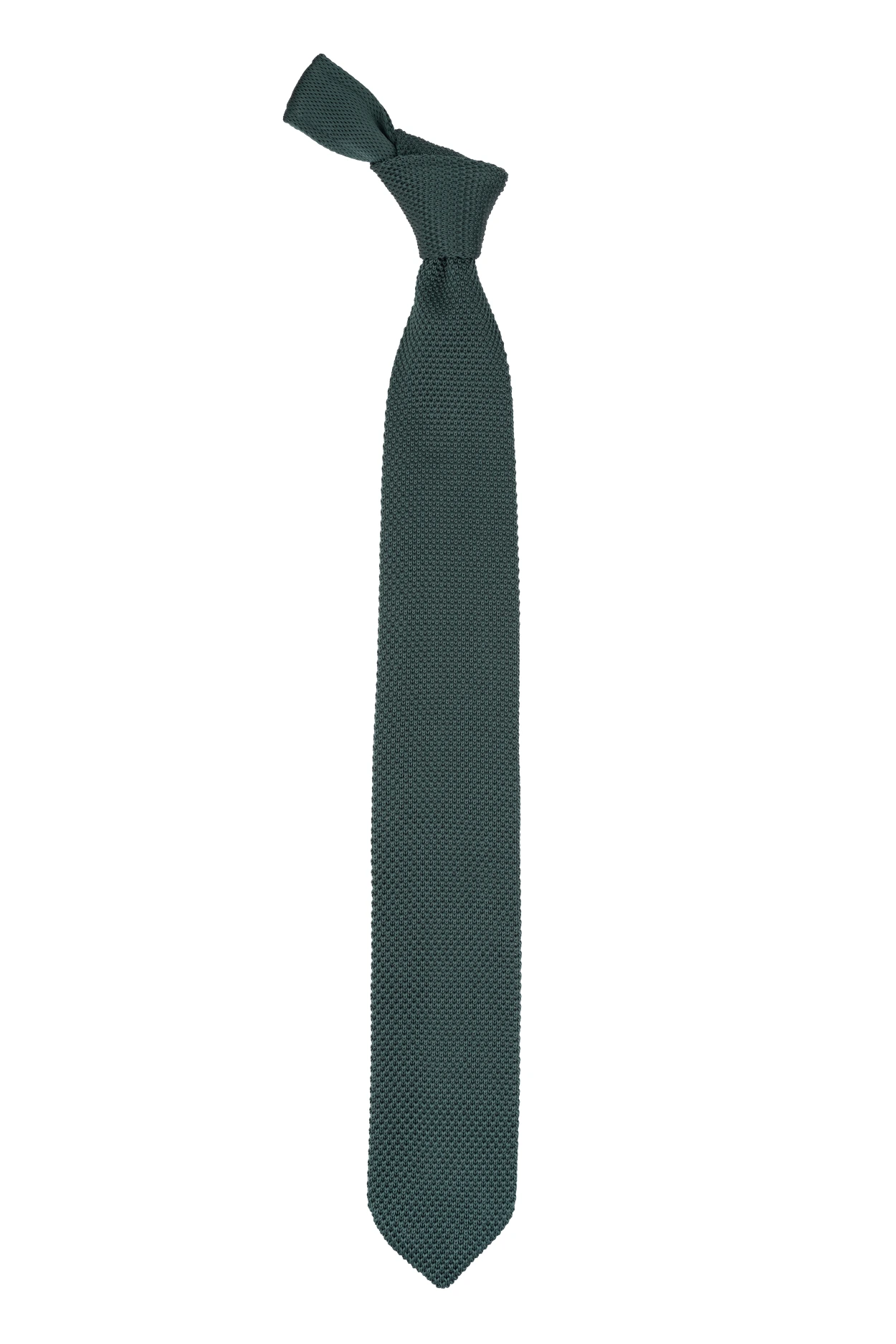 Green Solid Knitted Necktie for Men