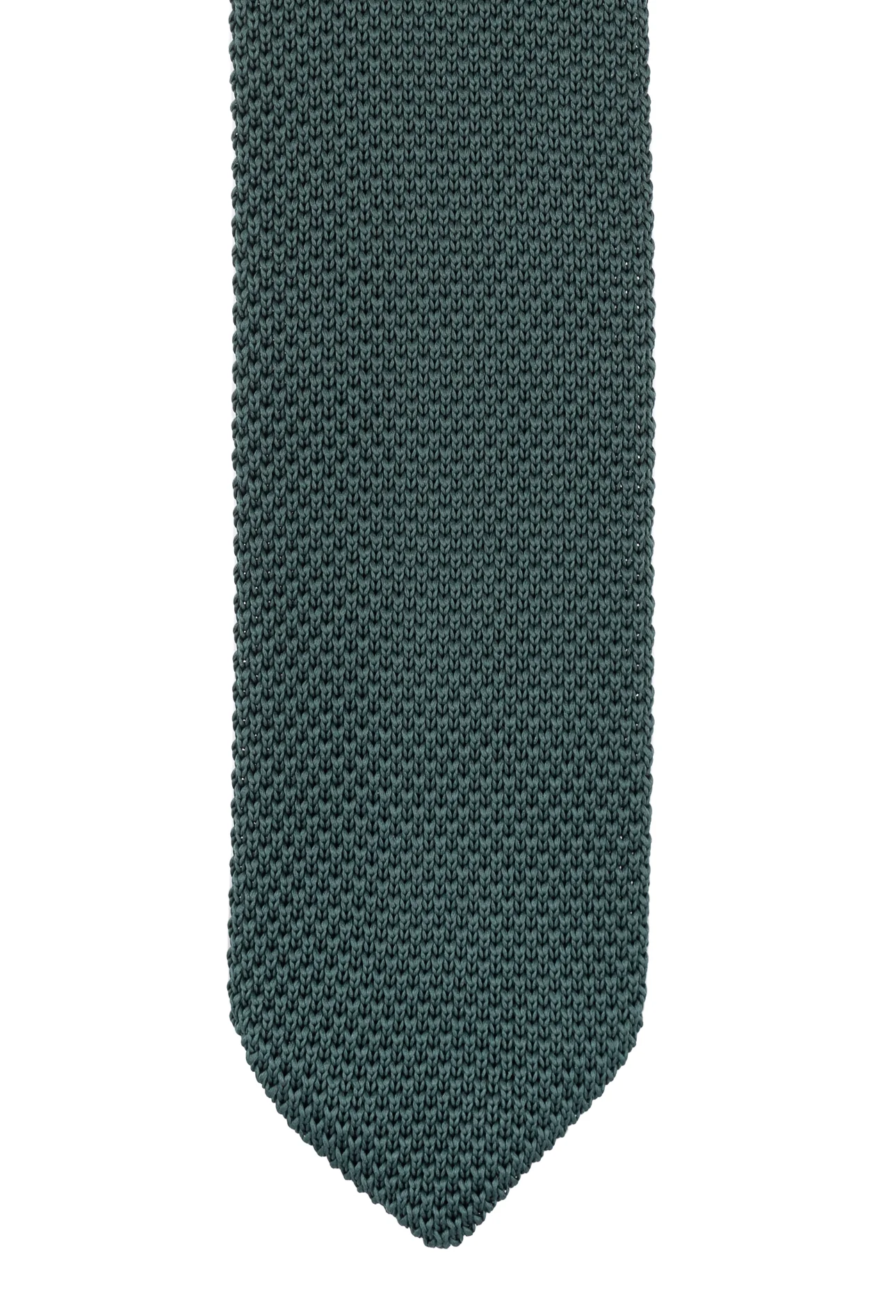 Green Solid Knitted Necktie for Men