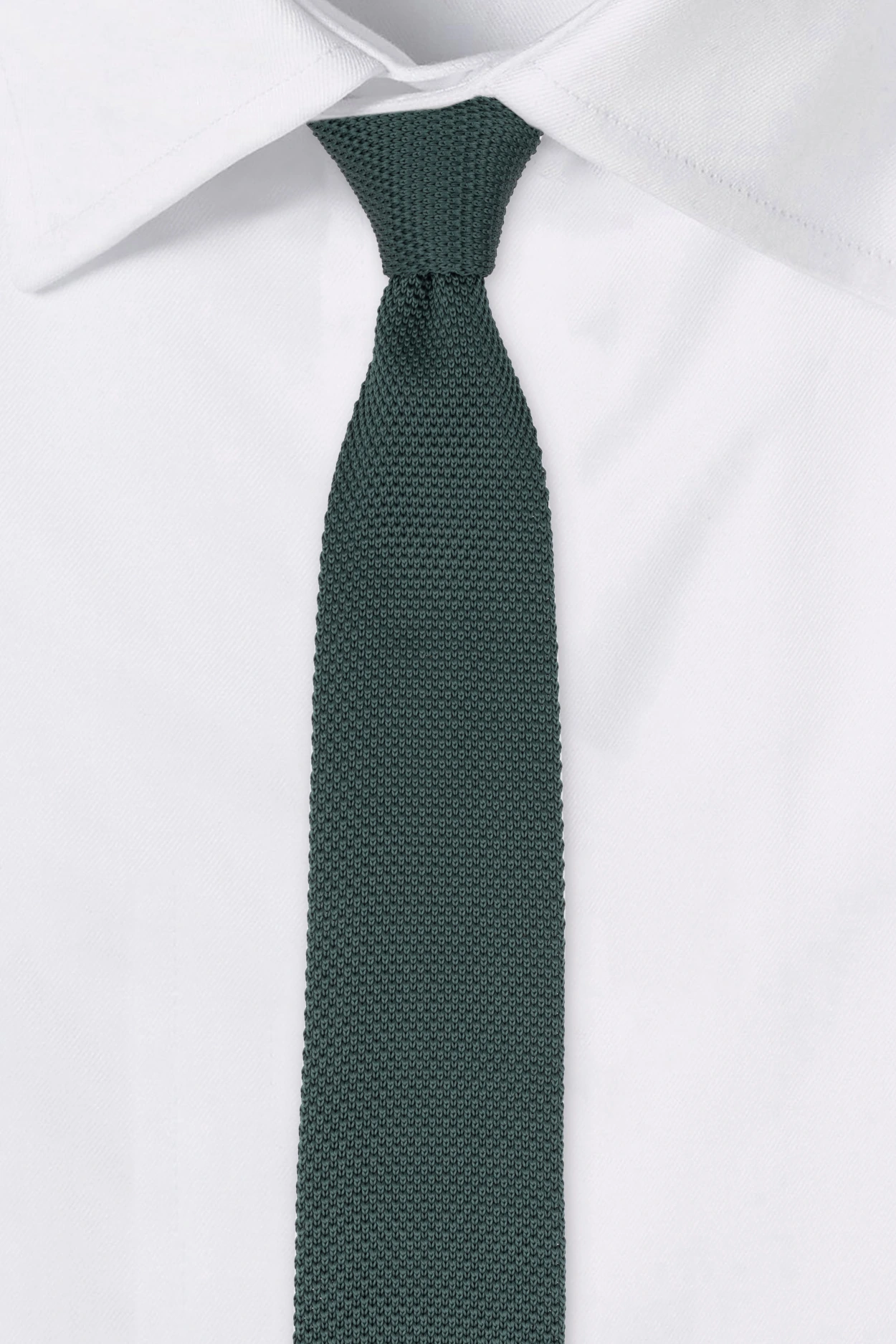 Green Solid Knitted Necktie for Men