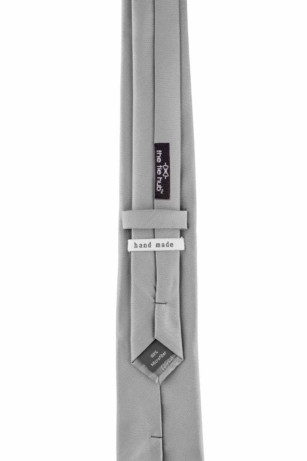 Grey Solid Microfiber Necktie for Men