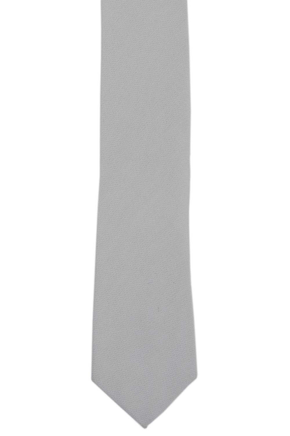 Grey Solid Microfiber Necktie for Men