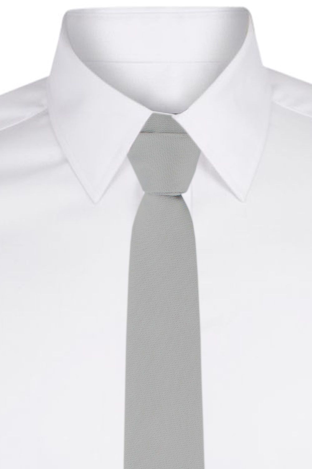 Grey Solid Microfiber Necktie for Men