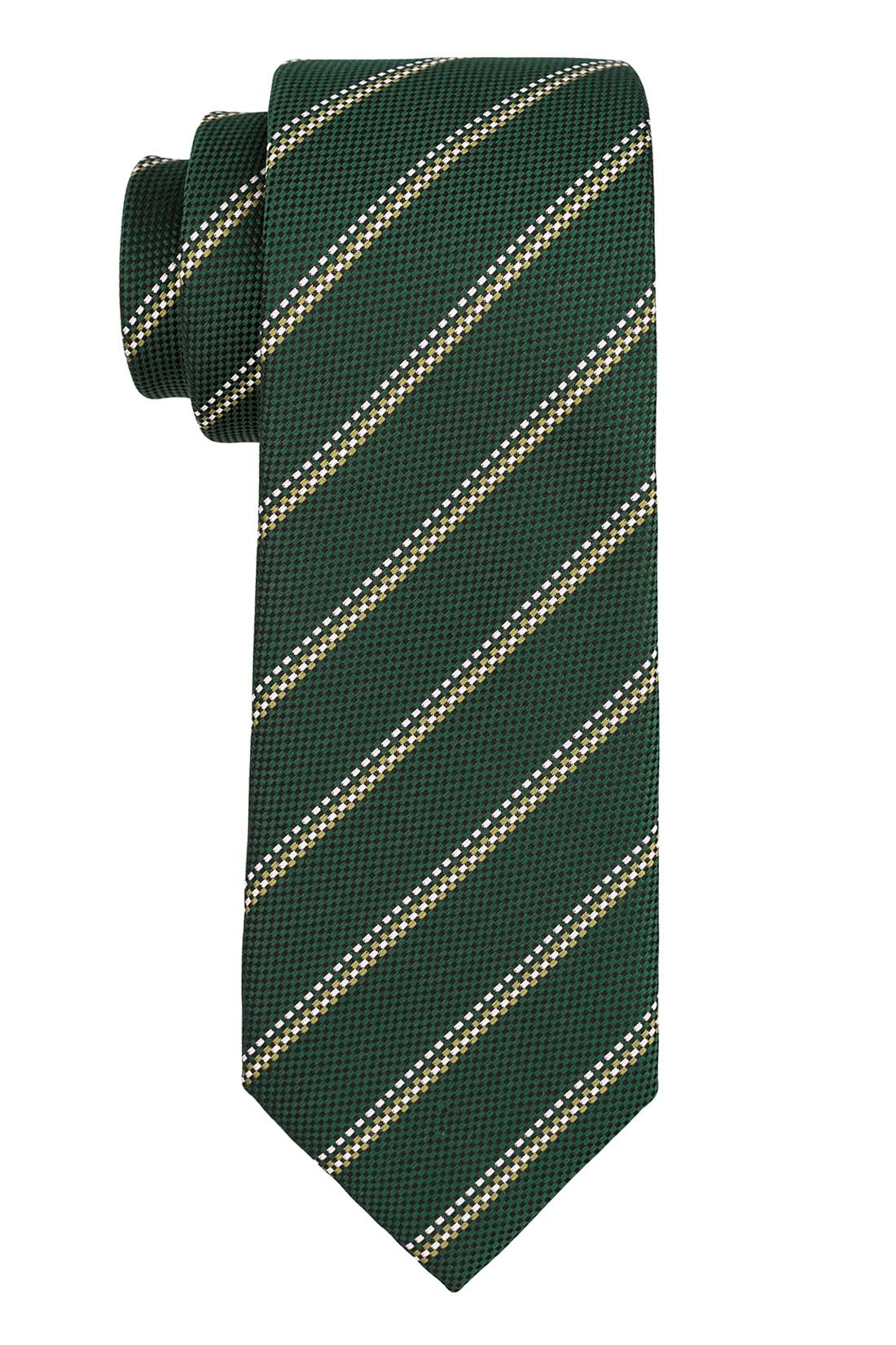 Green Striped Microfiber Necktie for Men