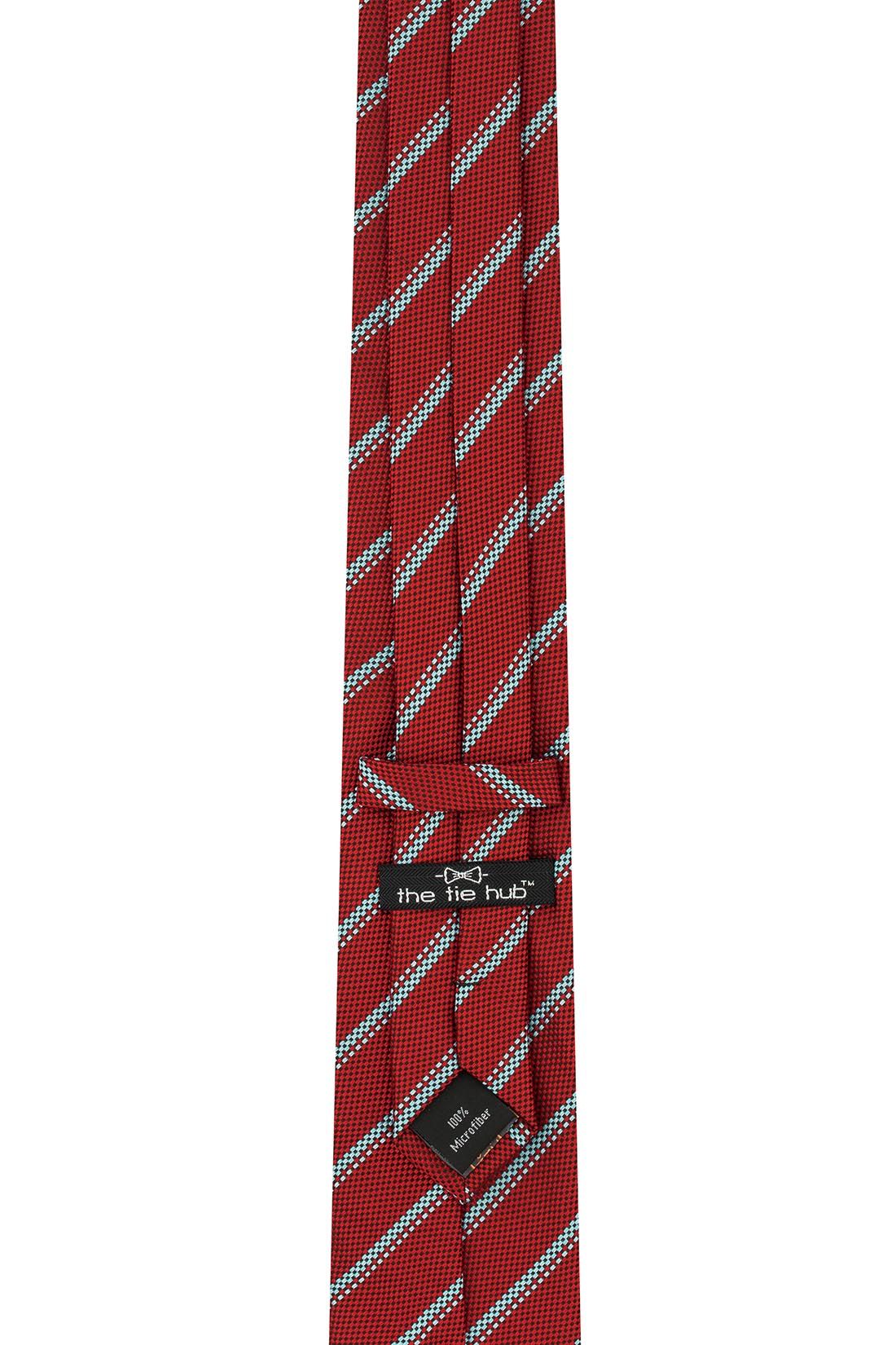Red Striped Microfiber Necktie for Men
