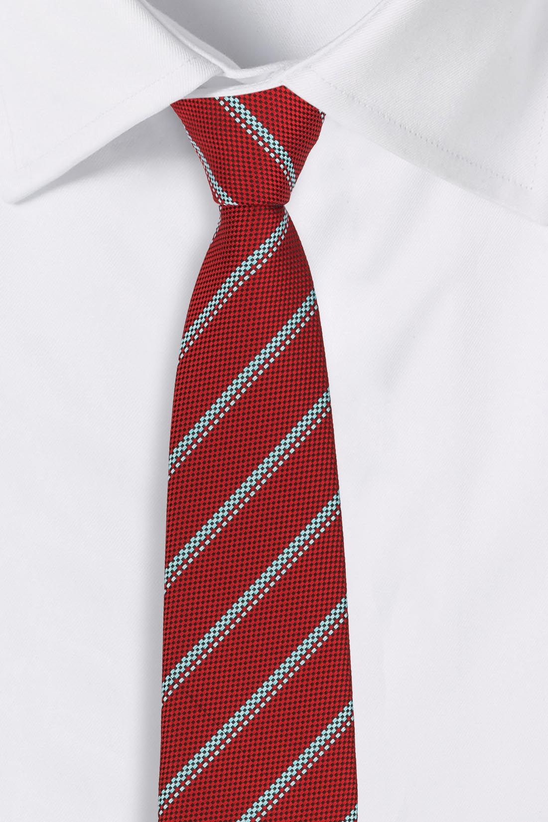 Red Striped Microfiber Necktie for Men