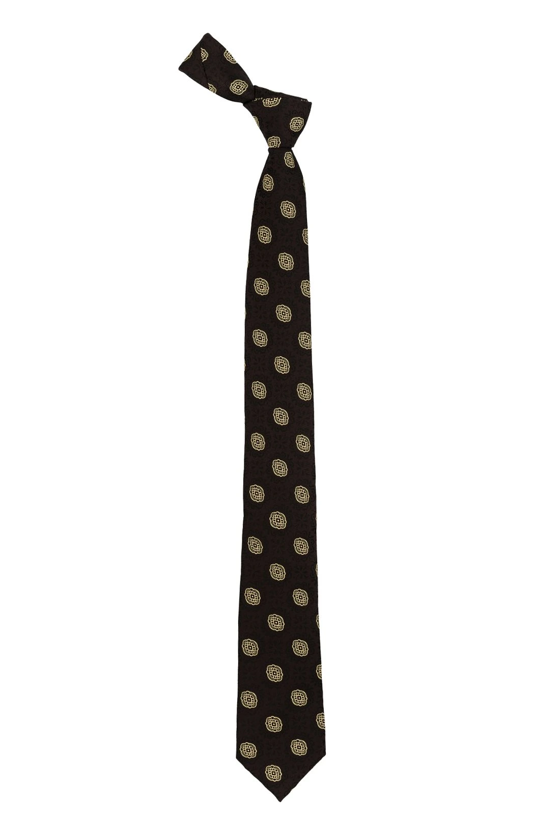 Brown Geometric Microfiber Necktie for Men