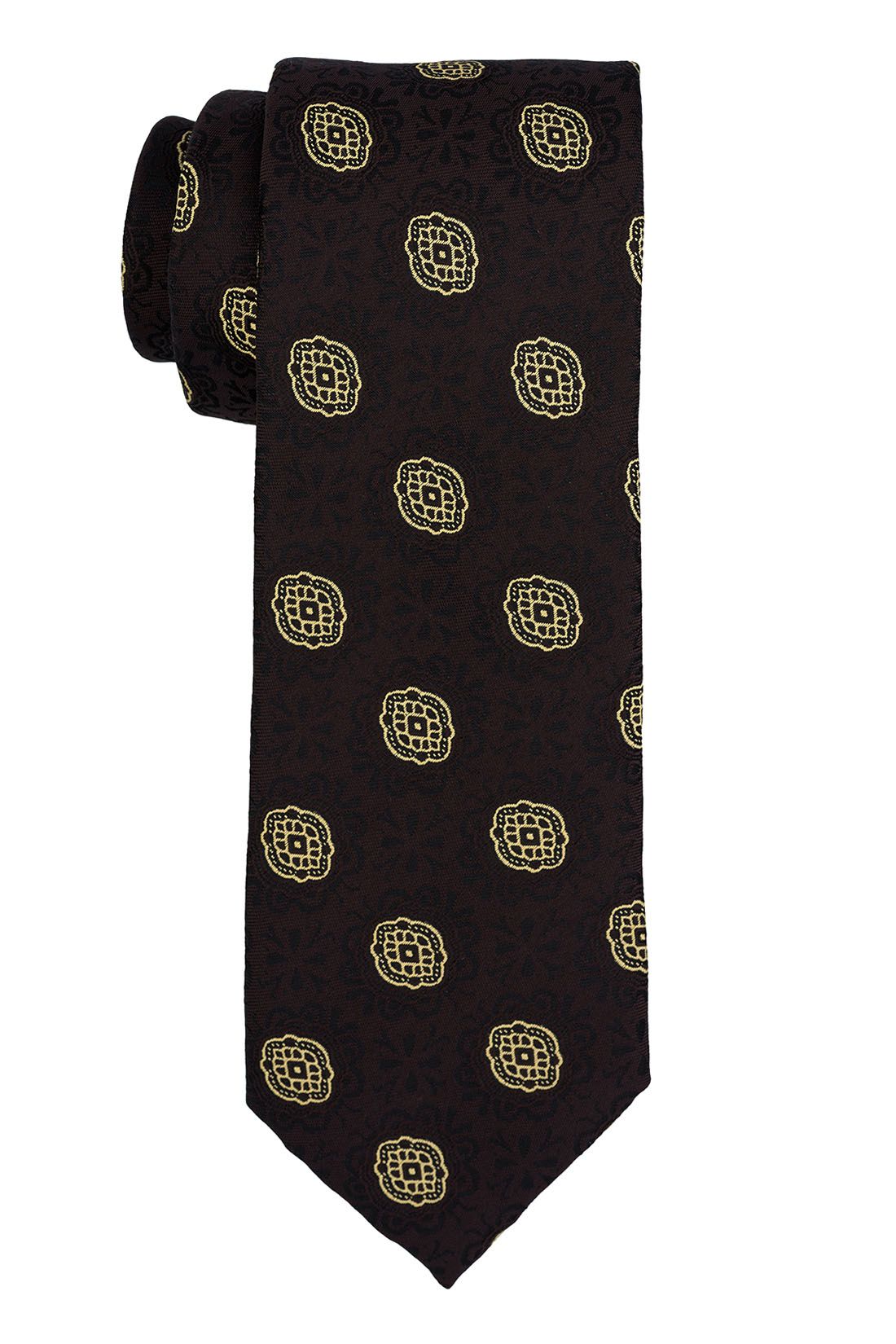 Brown Geometric Microfiber Necktie for Men
