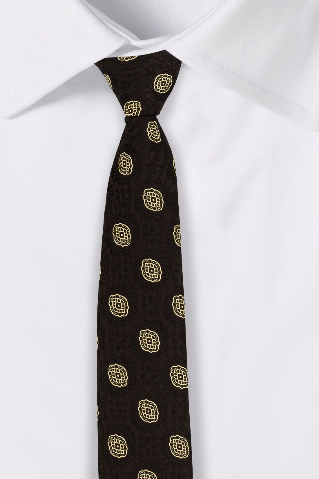 Brown Geometric Microfiber Necktie for Men