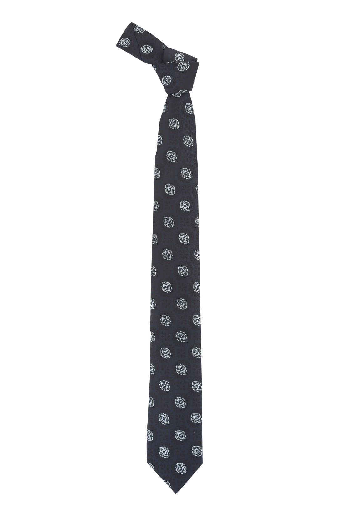 Blue Geometric Microfiber Necktie for Men