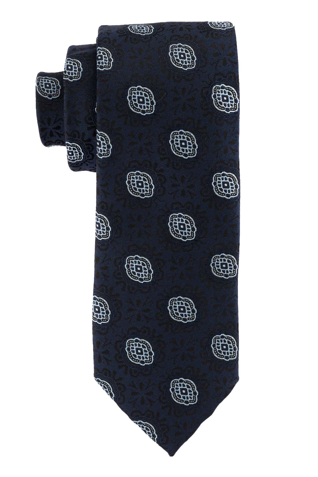 Blue Geometric Microfiber Necktie for Men