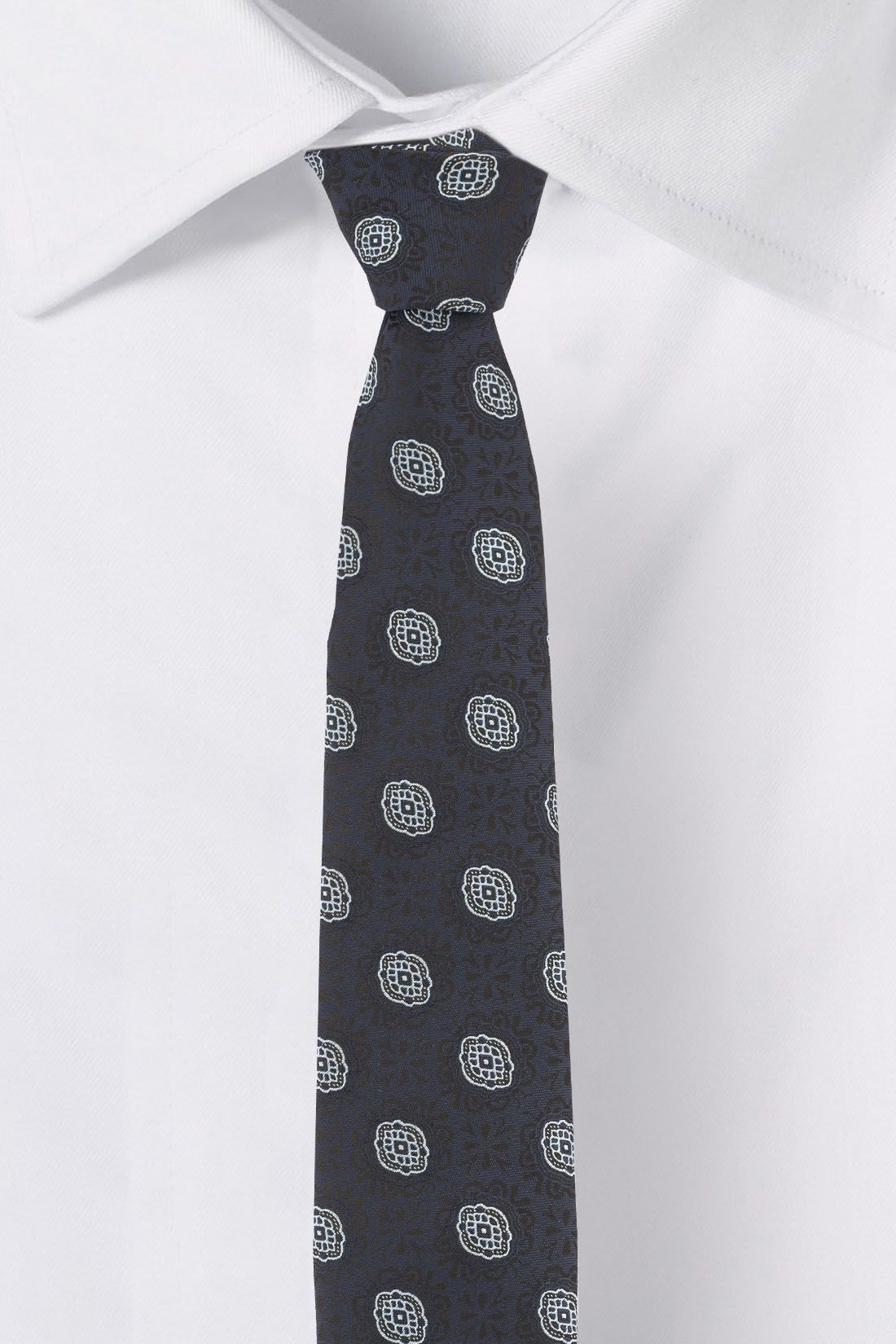 Blue Geometric Microfiber Necktie for Men