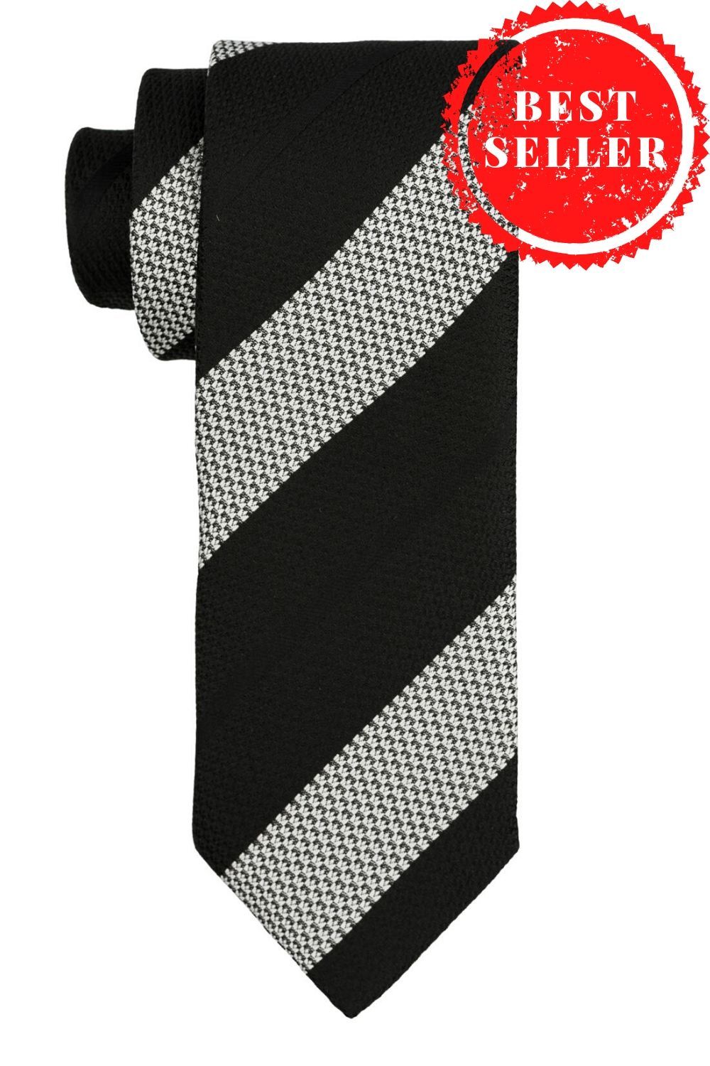 Black Striped Microfiber Necktie for Men