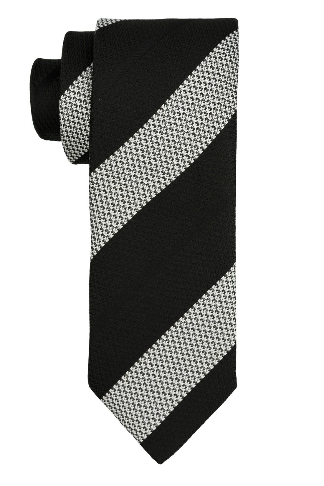 Black Striped Microfiber Necktie for Men