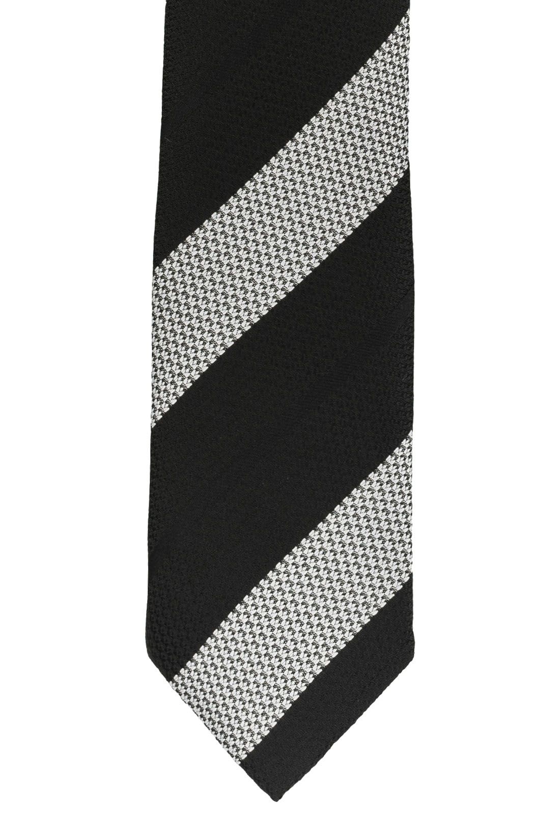 Black Striped Microfiber Necktie for Men