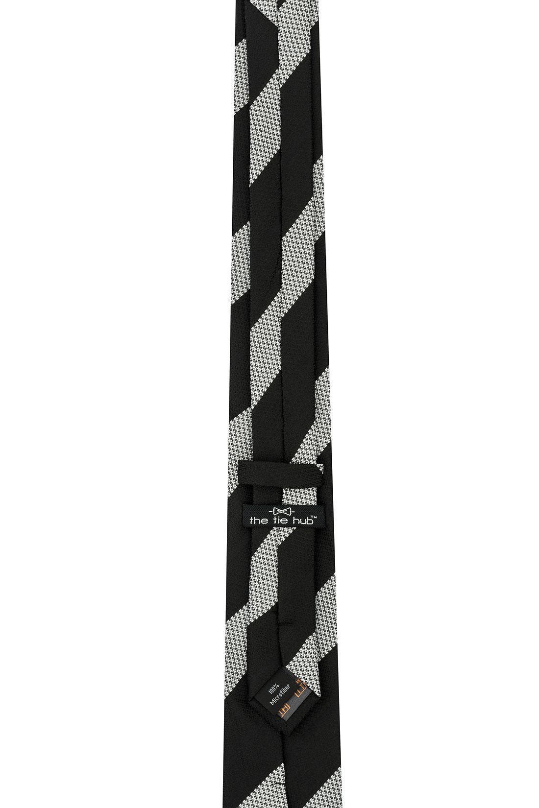 Black Striped Microfiber Necktie for Men