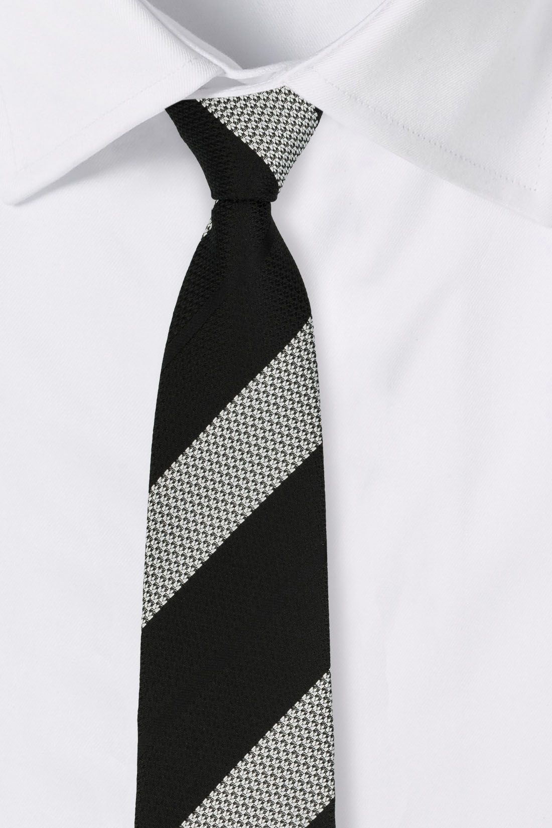 Black Striped Microfiber Necktie for Men