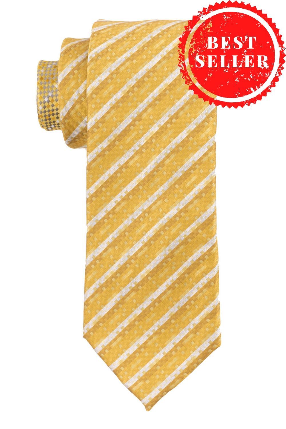 Yellow Striped Silk Necktie for Men