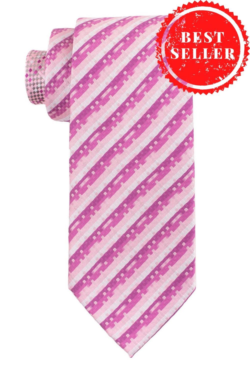 Pink Striped Silk Necktie for Men