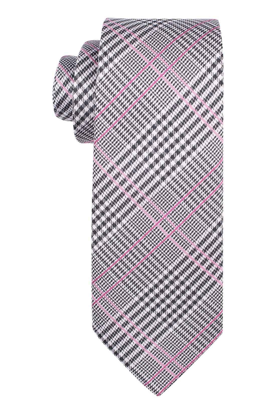 Pink Checkered Microfiber Necktie for Men