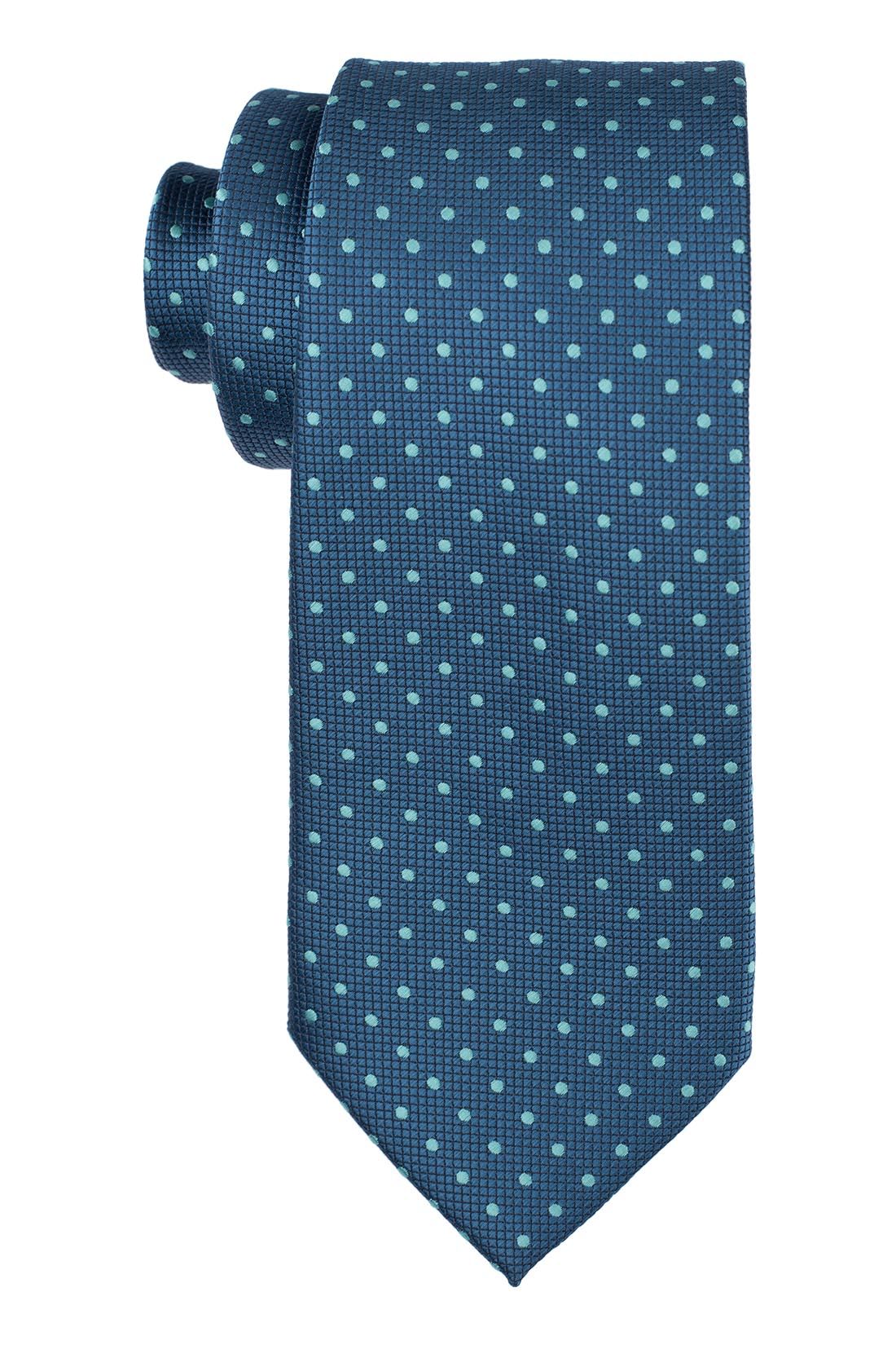 Blue Polka Dot Microfiber Necktie for Men