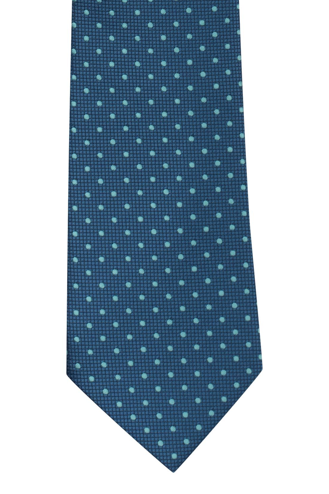 Blue Polka Dot Microfiber Necktie for Men
