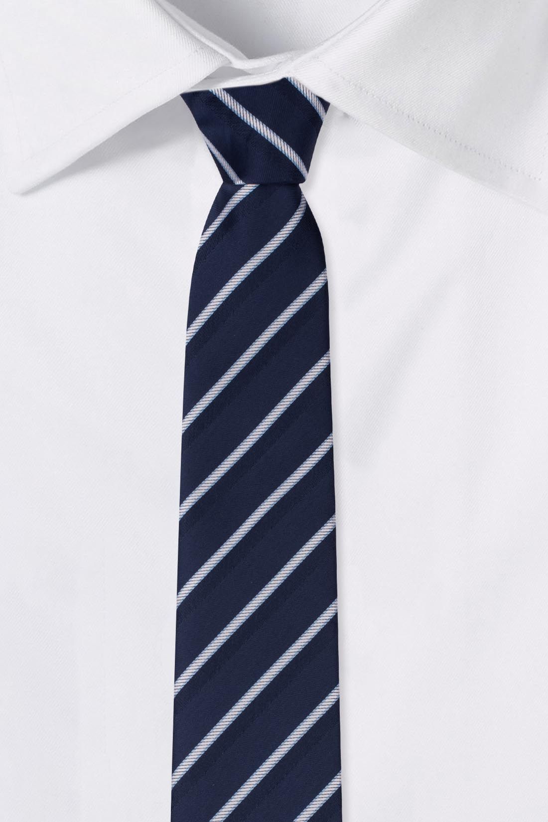 Blue Striped Microfiber Necktie for Men