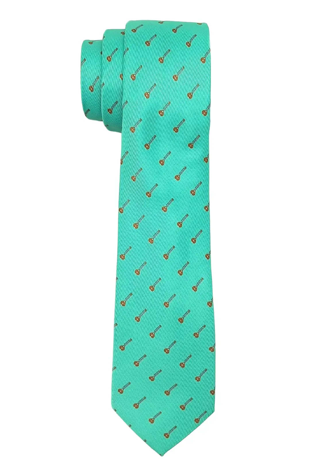 Green Conversational Microfiber Necktie for Men
